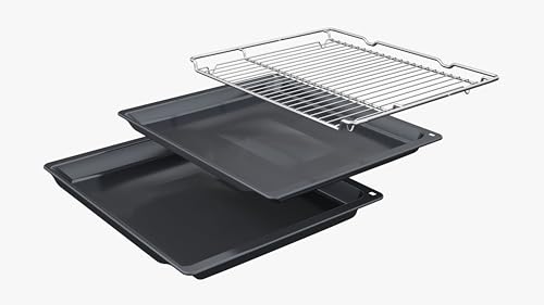 Bosch HBG7741B1, Serie 8 Smarter Einbau-Backofen, 60 x 60 cm, Made in Germany, Schwarz, Pyrolyse & Hydrolyse Selbstreinigung, Air Fry, Back Assist, 4D Heißluft, Farb-Touchscreen & Bedienring