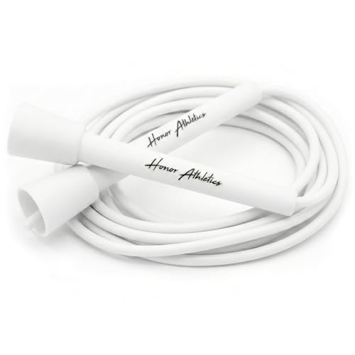 HONOR ATHLETICS Speed Rope Skipping Rope - Best for Double Under Boxing MMA Cardio Fitness Training Condition - Jump Rope (White 10 ft rope (Fits users up to 63))