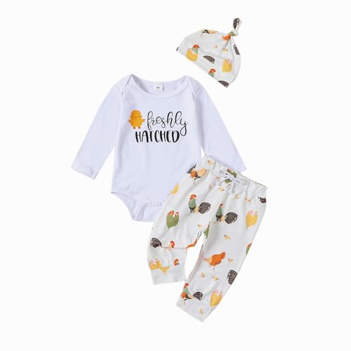 Image of Twopumpkin Infant Baby Boy Farm Letter Bodysuit Romper and Long Pants Newborn Coming Home Outfit Cute Clothes Sets with Hat