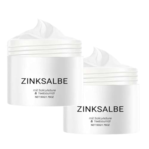 Zinksalbe gegen Pickel-Anti Pickel Creme mit Teebaumöl – Akne Creme als Körper Akne Cream– Sanft Und Nicht Reizend, für Alle Hauttypen, auch für Pickel am Po und Rücken - 2PCS