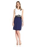 Lark & Ro Women's Sleeveless Color-Block Dress with Lace Trim