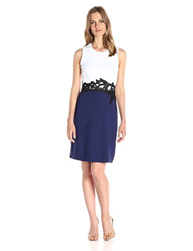 Amazon Brand - Lark & Ro Women's Sleeveless Colorblocked Dress with Lace Trim