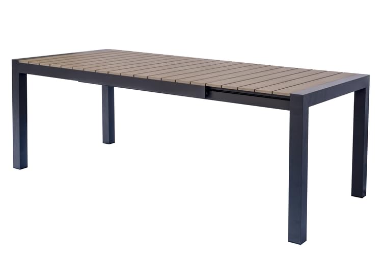Gruppo Maruccia - Tavolo da Giardino in Alluminio e Legno Resinato - Allungabile da 160 a 210 cm - Resistente agli Agenti Atmosferici - Arredamento Ville, Resort, Casa (Antracite)