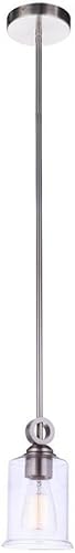 Miniatura 2 de Craftmade 56491-BNK Romero - Lámpara colgante cilíndrica de cristal transparente, 1 luz de 60 vatios, 9 pulgadas de alto x 5 pulgadas de ancho,