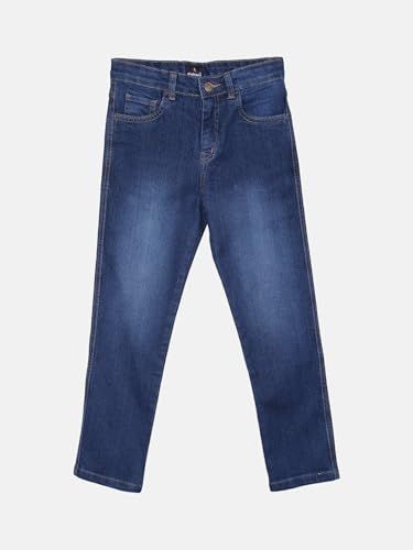 Image of KiddoPanti Boys Full Length Stretchable Straight Fit Washed Denim Jeans