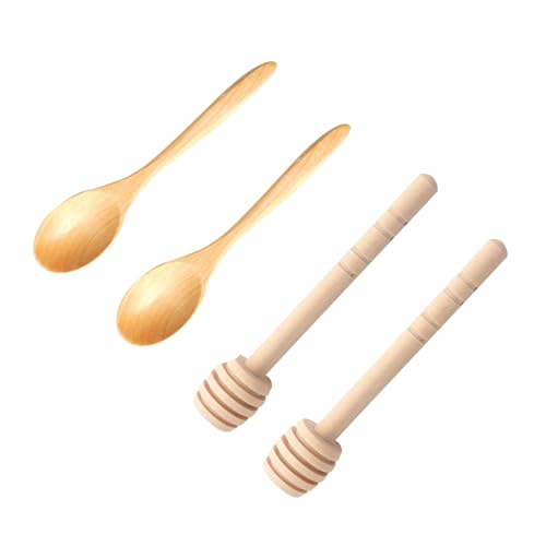 YOUZMY 4 Piezas de Agitadores de Miel, Cucharas de Miel, Cucharas de Miel de Madera, Agitadores de Miel para Levantar Miel, Palitos de Miel en Espiral de Miel, agitadores de Palitos de Miel (Caqui)