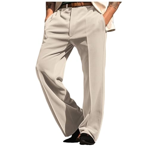 Image of Generisch Formal Suit Jacket Blazer Men Dress Pants Casual Pants Velvet Pants Front Pocket Straight Leg Grid Comfort Business Daily Holiday Velvet Fashion Modern Trousers, beige, 3XL