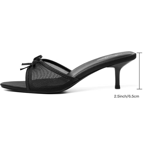 Image of Mostrin Kitten Heels for Women Pointed Toe Vintage Mules Heels Sexy Slip on Stiletto Backless Sandals for Party Wedding Daily