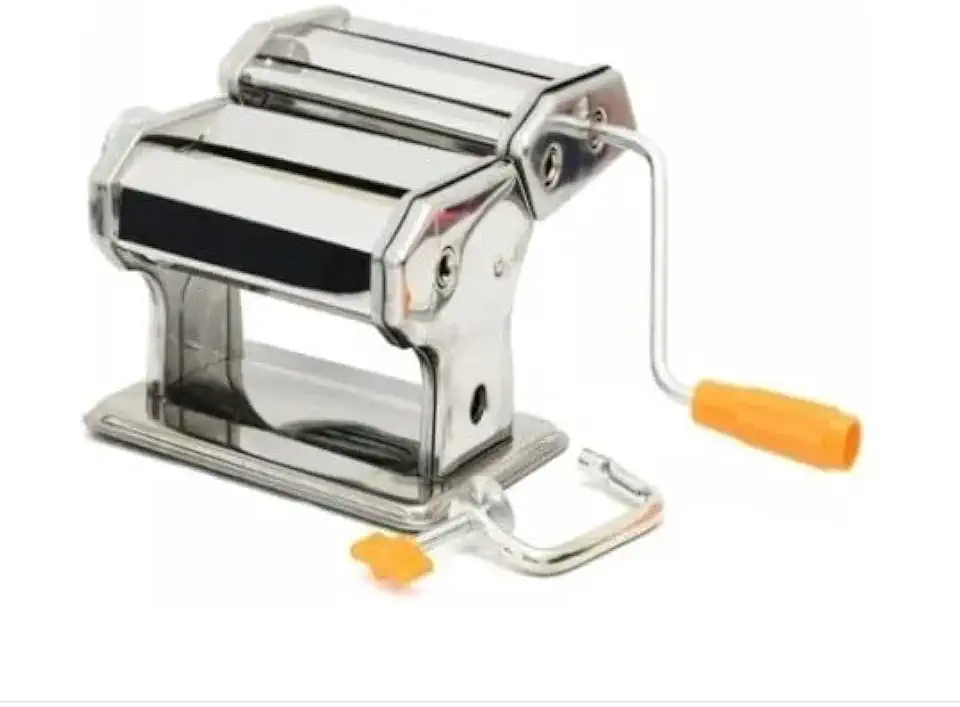 Máquina de Massa Caseira Manual em Aço Inox – Faz Lasanha, Fettuccine e Macarrão, com Manivela e Rolo Ajustável