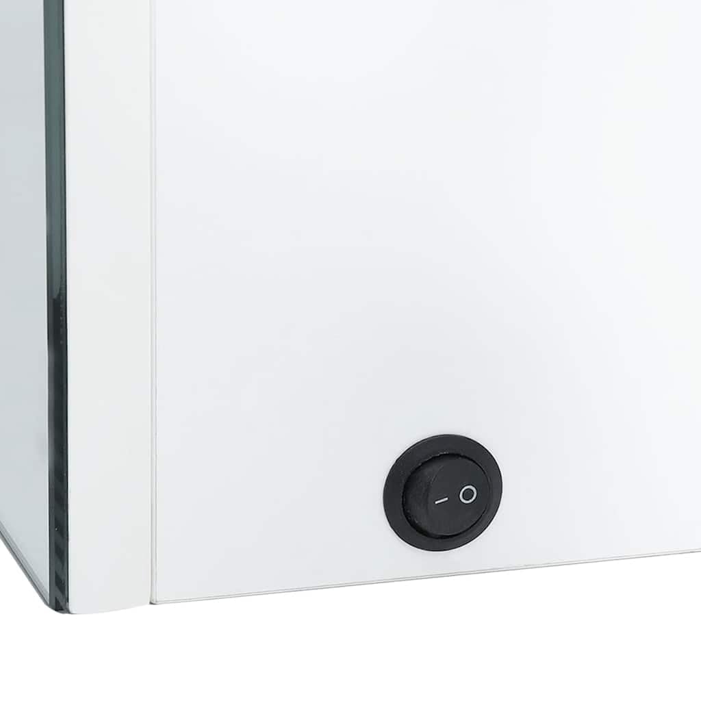 Armoire Miroir LED pour salle de bain, 89 x 14 x 62 cm, blanc brillant, y compris 3 portes, 5 étagères, port USB mural, design moderne, cadre en acier antirouille, dimensions standard pour