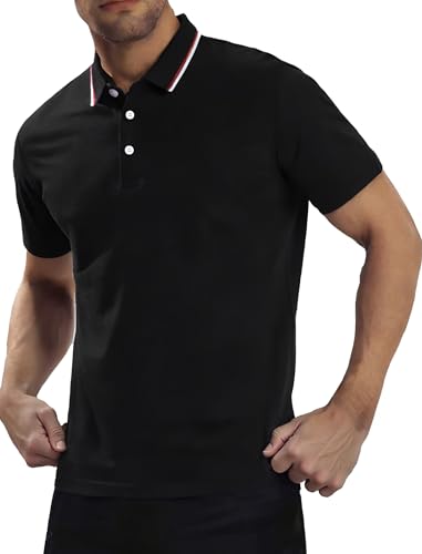 MagnaMan Slim Fit Short Sleeve Polo Shirts for Men - Cotton, Business Casual Stretch Shirt, Breathable Golf & Office Wear