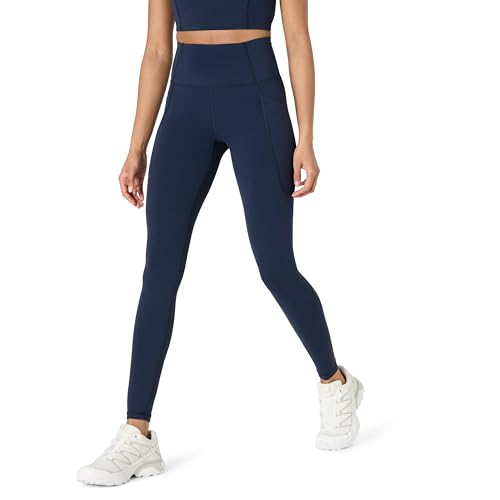 Leggings Yoga Tecnici in FormFlex Morbidissimo a Vita Alta Lunghi Interno Gamba 70 cm con Tasche Marino M donna blu