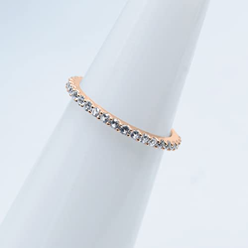 Dazzlingrock Collection Round Lab Created White Sapphire Eternity Style Wedding Band for Women in 10K Solid Gold3