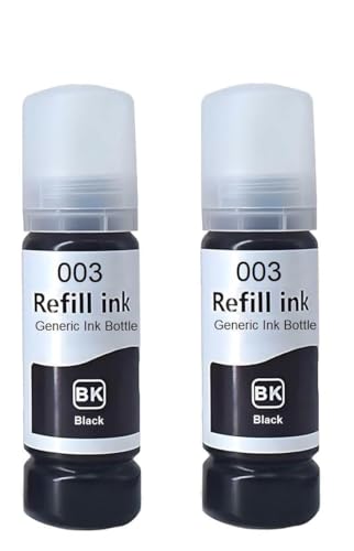 003 Black Premium Refill Ink for Epson L3110, L3150, L3250, L3252 L3115, L3116, L3101, L3210, L3215, L3216, L3151, L3152, L3156, L5190 Printer B 2BK (T1)