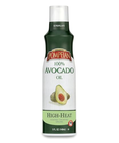 Pompeian 100% Avocado Oil Cooking Spray - 5 fl oz - 148 mL - No Propellants - High Heat Olive Oil for Cooking - Mild Nutty Flavor for Stir Fry, Roasting & Grilling