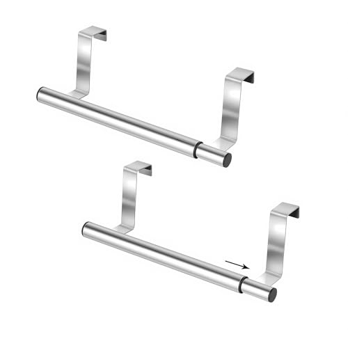 Toallero para colgar sobre la puerta, 2 toalleros de mano extensibles, toallero de cocina para baño, toallero sobre radiador, toallero de acero inoxidable para puertas de armario de cocina