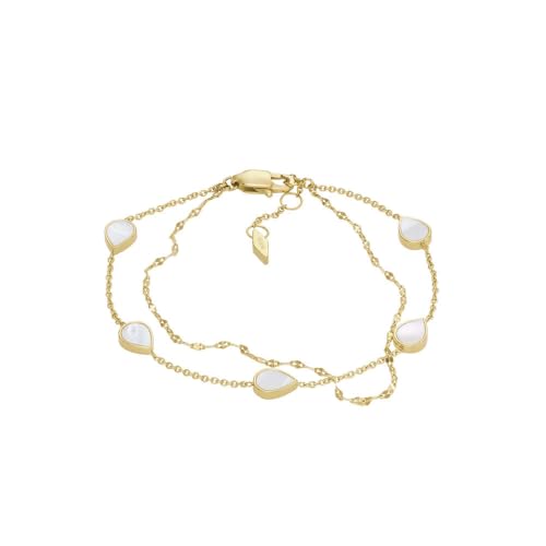 Fossil Teardrop JF04317710 Pulsera de eslabones para mujer de nácar blanco,...