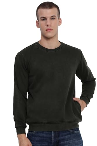 Image of SHOWOFFFF Men Solid Pullover Sweatshirt | Round Neck Full Sleeves Cotton Sweatshirt's for Mens | Slim Fit Regular Length Sweatshirts for Men's