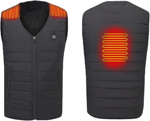 VUIKLCty Gilet Termico riscaldante a 3 Livelli da Uomo, Abbigliamento da Esterno, Escursionismo, Sci, Campeggio (Senza Batteria)(XL(62.5-67.5kg))
