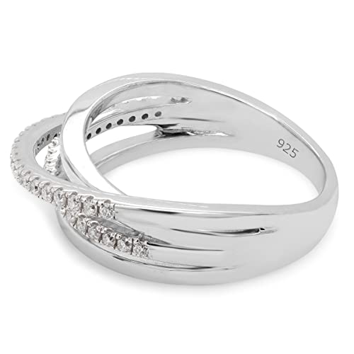 SAVEARTH DIAMONDS 1/4 cttw Round Cut Lab Created Moissanite Diamond Crossover Statement Ring Wedding Bands for Women In 14K Gold Over Sterling Silver (VVS1 Clarity, 0.25 Cttw)3