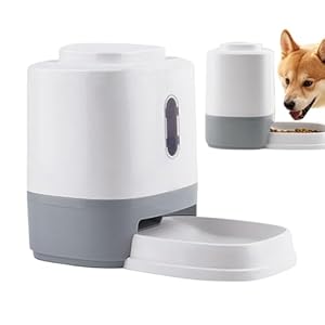 Cat Food Dispenser, 1.5L Push Automatic Dog Food Treat Dispenser with Bowl, Interactive Enrichment Toy, 10.16×6.5×8.07 inches Slow Feeding, Pet Supplies for Cats and Dogs