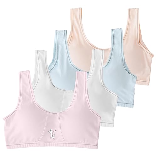 SALIA GIRL Training Bras for Girls Cotton Sport Tank Bralettes with Just Enough Padding 10-12
