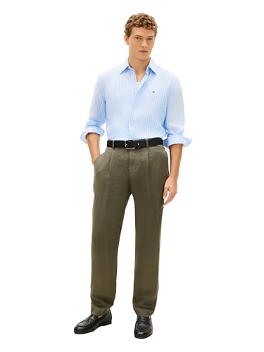 Image of Tommy Hilfiger Men's Long Sleeve Casual Linen Button Down Shirts in Regular Fit