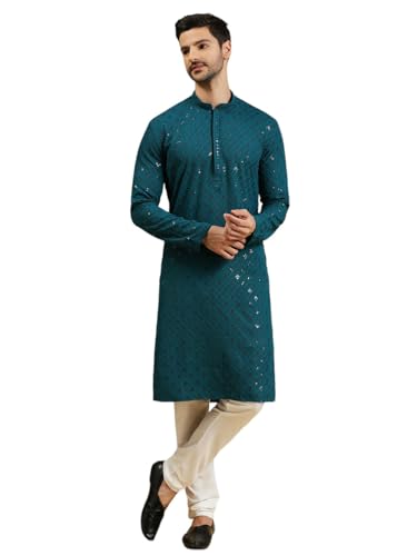 Image of Rajubhai Hargovindas Men Chikankari and Sequin Work Kurta