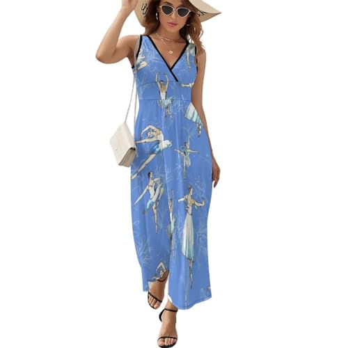 Robe longue d'été sans manches de qualité, l'élégance du col V pour une silhouette maxi raffinée