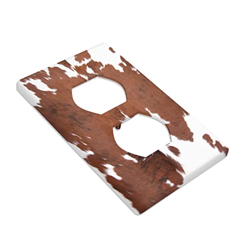 Axayaz Cowhide 1-Gang Switch Plates Cover Leopard Farm Animal Tri Color Brown Cow Outlet Covers Decorative Standard Duplex Wall Plate For Home Office #TOP1