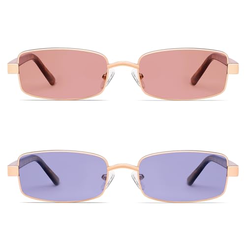 Image of VANLINKER Retro Rectangle Polarized Sunglasses for Women Men Small 90s Vintage Trendy Slim Narrow Rectangular Frame VL9684