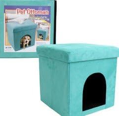 15"H MICRO SUEDE GREEN PET BEDwCUSHION Foldable Pet Ottoman Great Design Foot Rest and Pet House/ Bed, For Cats and Small Dogs. Great…