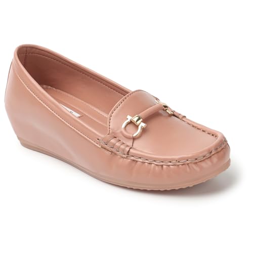 Image of ELLE Women's Flats Slip-On Loafers with Metallic Buckle