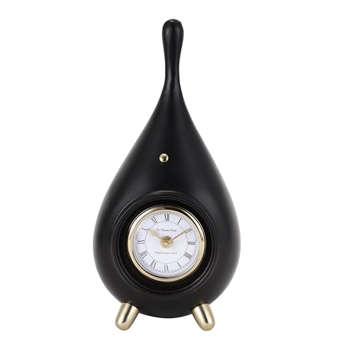 Image of Decor de Maison Brings Handcrafted Time Drop Table Clock for Living Room, Bedroom, Study Table, Office Desk | Classic Non-Ticking Tabletop Battery Operated Analog Desk Clock in Black (16x14x33cm)