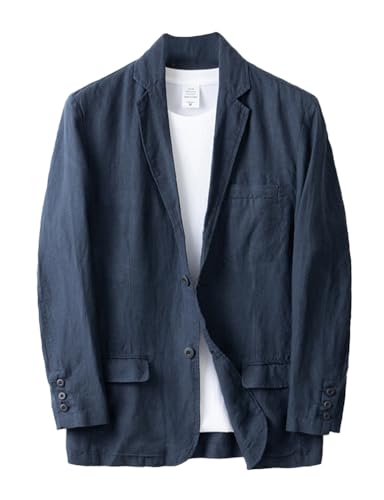 IDEALSANXUN Mens 100% Linen Blazer Casual Suit Jackets Spring Summer Lightweight Sports Coat Tops