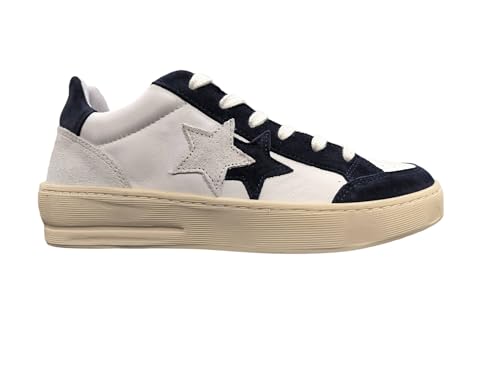Baskets Homme 2Star 2Sd4478 en cuir premium blanc et bleu