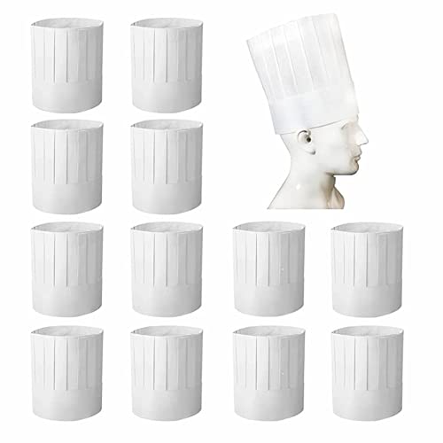 LATRAT 24 Uds Sombrero de Cocinero de Papel Desechable Tamaño Ajustable Sombreros de Chef Unisex,...