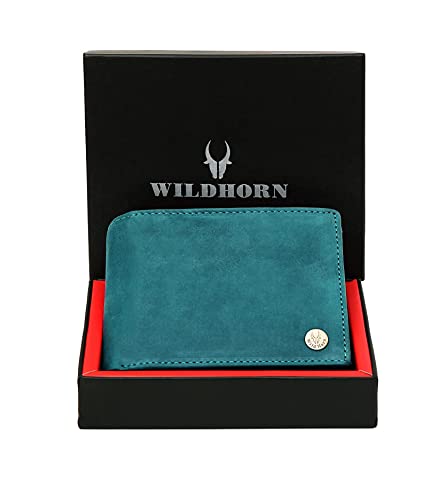 Image of WILDHORN Wildhorn India Blue Hunter Leather Men's RFID Wallet (654695)