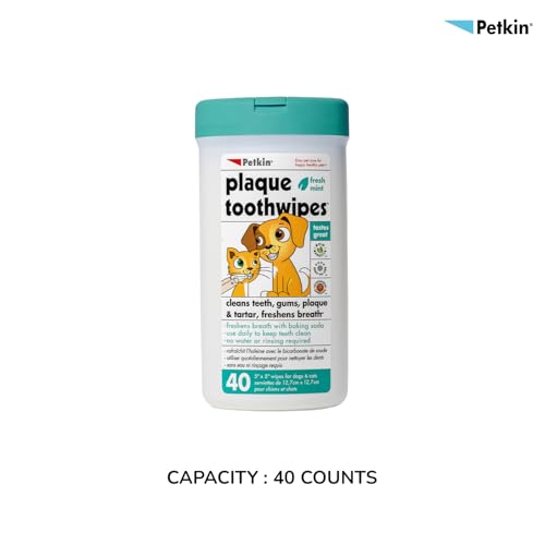 Image of Petkin Plaque Fresh Mint Toothwipes 80 Count Dog & Cat Dental Cleaning | Fresh Mint Dental Wipes