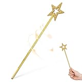 Mikikit Varita de Hada para Niñas Estrella Dorada, Palo Ligero de 30 Cm para Fiestas Infantiles, Accesorio de Disfraz Mágico y Juguete de Varita de Hadas para Cumpleaños