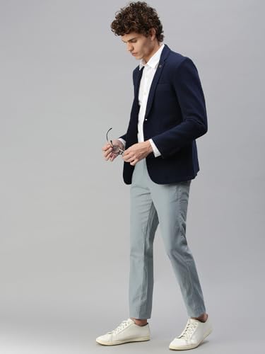 Image of SHOWOFFFF Men Solid Single Breasted Casual Blazer | Notched Lapel Full Sleeves Cotton Blazer for Mens | Slim Fit Regular Length Blazer for Men's