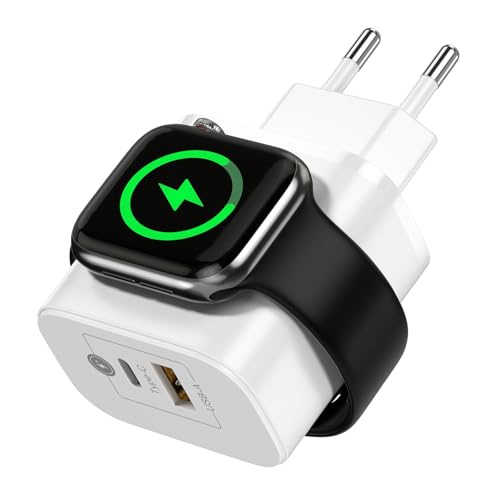 3 in 1 Caricatore Per iphone, EnGiTores caricabatterie wireless per IWatch portatile 2 porte USB C PD QC Caricabatterie per Apple Watch 1-8/SE/Ultra per Pro/3/2 per iPad Samsung HuaWei