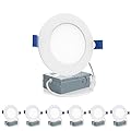 Meconard 6 Pack 4 Inch LED Recessed Ceiling Light with Junction Box, 5000K Daylight, 9W=75W 750LM, Dimmable Canless Downlights, ETL and Energy Star Listed
