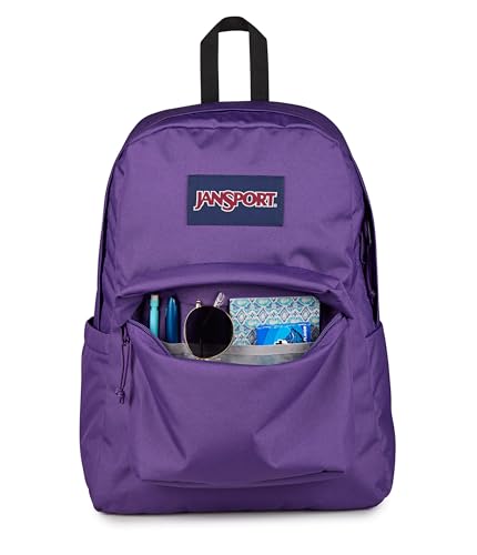 Image of JanSport SuperBreak Plus Backpack with Padded 15-inch Laptop Sleeve and Integrated Bottle Pocket - Spacious and Durable Daypack for Work and Travel, Grape Jelly