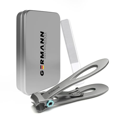 YNR Heavy Duty Nail Clipper - German Toe Nail Clipper for Thick Nails Extra Sharp & Easy Grip Stainless Steel Nail Clipper with Premium Glass Nail File | (Silver)