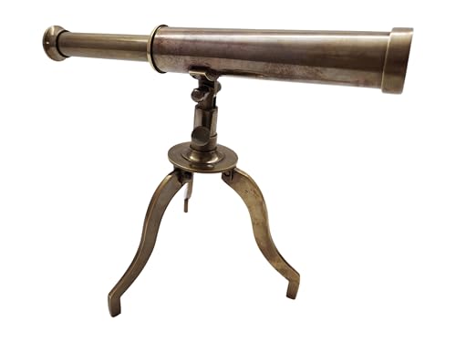 Vintage Brass Telescope Decor & Functional On Tripod Nautical Desktop Pirate Spyglass Royal Collectible Idea for Home Decor, Gifting, Kids & Office Desk