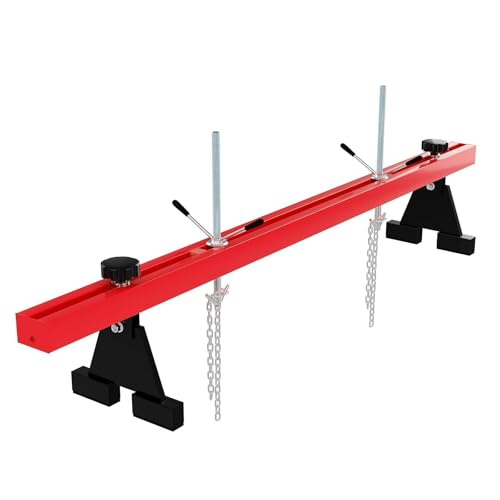 BouPower 1100 Lbs Engine Support Bar Engine Transverse Bar with 2 Points Lift Holder and Dual Hooks for Home Garages & Auto Repair Shop