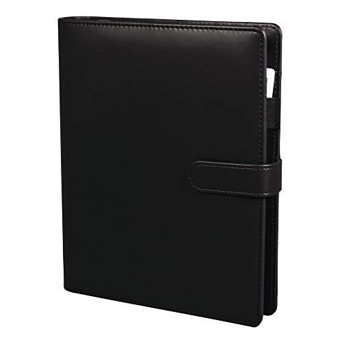 Rayher 60920000 Planer A5, schwarz, 19,8 x 23,8 cm, Kunstledereinband mit Innenfächern, 3-er Ringschiene, Magnet-Verschluss, Register-, Notizblätter und Lineal, Organizer, Terminplaner, Ringbuch