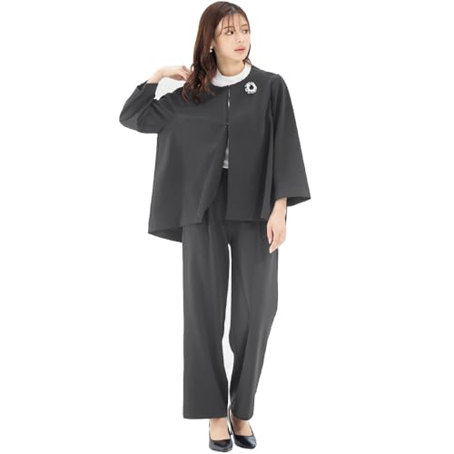 [アッドルージュ] スーツ レディース パンツスーツ 2点セット 洗える フォーマル オフィス 入学式 卒業式 大きいサイズ【t5325】 LL チャコール