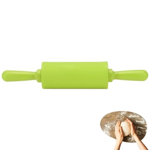 Beufee Mini Rolling Pin, 23cm Silicone Nonstick Dough Roller, Green